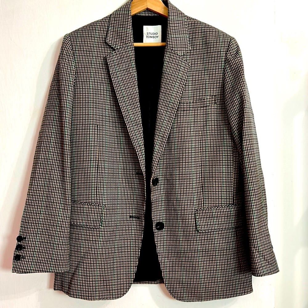 STUDIO TOMBOY HOUNDSTOOTH BLAZER - Picture 3 of 10